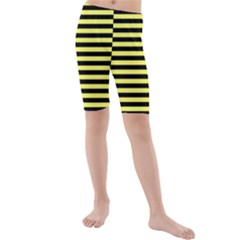 Wasp Stripes Pattern, Yellow And Black Lines, Bug Themed Kids  Mid Length Swim Shorts by Casemiro