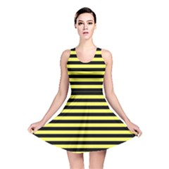 Wasp Stripes Pattern, Yellow And Black Lines, Bug Themed Reversible Skater Dress by Casemiro