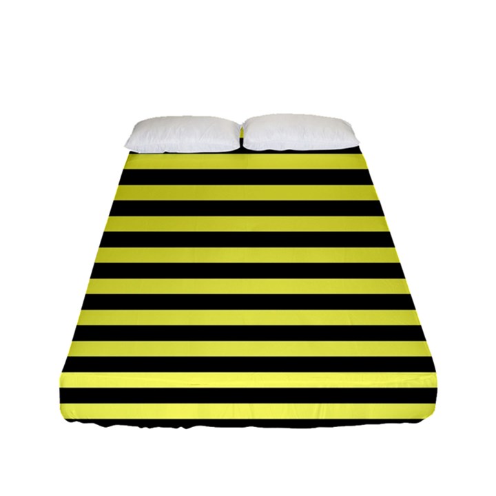 Wasp stripes pattern, yellow and black lines, bug themed Fitted Sheet (Full/ Double Size)