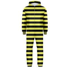 Wasp Stripes Pattern, Yellow And Black Lines, Bug Themed Hooded Jumpsuit (men) 