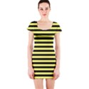 Wasp stripes pattern, yellow and black lines, bug themed Short Sleeve Bodycon Dress View1