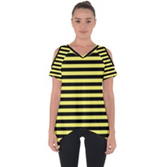 Wasp Stripes Pattern, Yellow And Black Lines, Bug Themed Cut Out Side Drop Tee by Casemiro