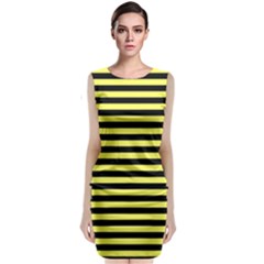 Wasp Stripes Pattern, Yellow And Black Lines, Bug Themed Sleeveless Velvet Midi Dress by Casemiro