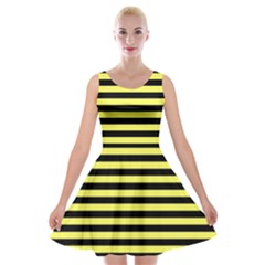 Wasp Stripes Pattern, Yellow And Black Lines, Bug Themed Velvet Skater Dress by Casemiro