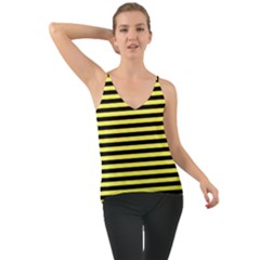 Wasp Stripes Pattern, Yellow And Black Lines, Bug Themed Chiffon Cami by Casemiro