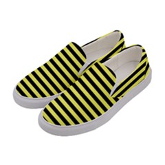 Wasp Stripes Pattern, Yellow And Black Lines, Bug Themed Women s Canvas Slip Ons by Casemiro