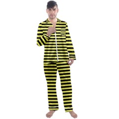 Wasp Stripes Pattern, Yellow And Black Lines, Bug Themed Men s Long Sleeve Satin Pyjamas Set by Casemiro