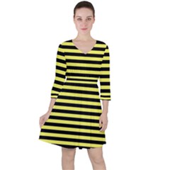 Wasp Stripes Pattern, Yellow And Black Lines, Bug Themed Ruffle Dress by Casemiro