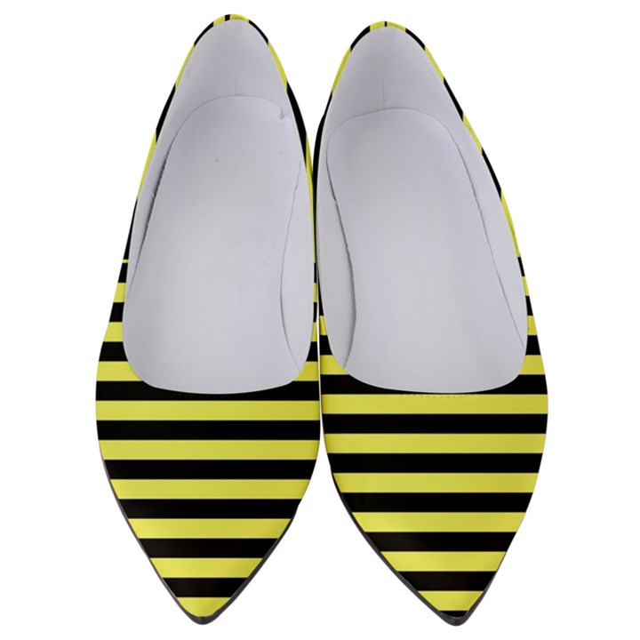 Wasp stripes pattern, yellow and black lines, bug themed Women s Low Heels