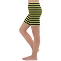 Wasp stripes pattern, yellow and black lines, bug themed Kids  Lightweight Velour Capri Yoga Leggings View2