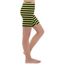 Wasp stripes pattern, yellow and black lines, bug themed Kids  Lightweight Velour Capri Yoga Leggings View3