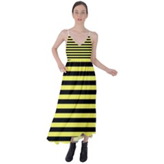 Wasp Stripes Pattern, Yellow And Black Lines, Bug Themed Tie Back Maxi Dress