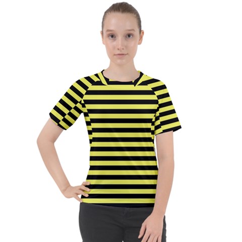 Wasp Stripes Pattern, Yellow And Black Lines, Bug Themed Women s Sport Raglan Tee by Casemiro