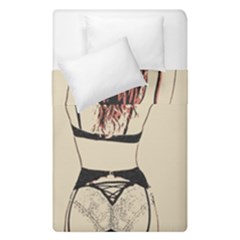 Sweetest Tease - Perfect Redhead Girl In Black Lingerie, Sensual Illustration Duvet Cover Double Side (single Size)