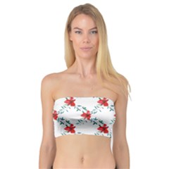 Poppies Pattern, Poppy Flower Symetric Theme, Floral Design Bandeau Top by Casemiro