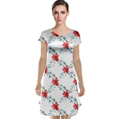 Poppies Pattern, Poppy Flower Symetric Theme, Floral Design Cap Sleeve Nightdress by Casemiro