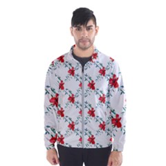 Poppies Pattern, Poppy Flower Symetric Theme, Floral Design Men s Windbreaker by Casemiro