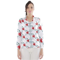 Poppies Pattern, Poppy Flower Symetric Theme, Floral Design Women s Windbreaker by Casemiro