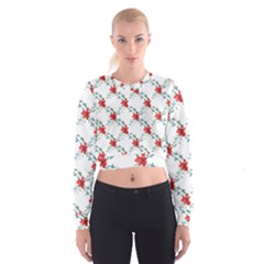 Poppies Pattern, Poppy Flower Symetric Theme, Floral Design Cropped Sweatshirt by Casemiro