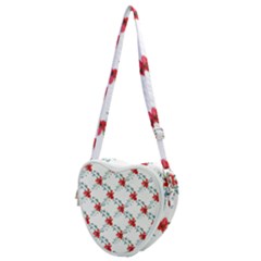 Poppies Pattern, Poppy Flower Symetric Theme, Floral Design Heart Shoulder Bag