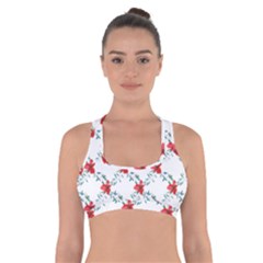 Poppies Pattern, Poppy Flower Symetric Theme, Floral Design Cross Back Sports Bra by Casemiro