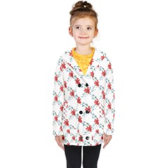 Poppies Pattern, Poppy Flower Symetric Theme, Floral Design Kids  Double Breasted Button Coat by Casemiro