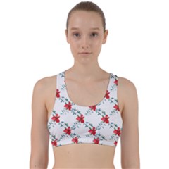 Poppies Pattern, Poppy Flower Symetric Theme, Floral Design Back Weave Sports Bra by Casemiro