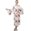 Poppies pattern, poppy flower symetric theme, floral design Maxi Velour Kimono View1