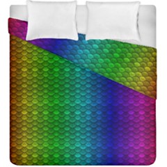 Rainbow Colored Scales Pattern, Full Color Palette, Fish Like Duvet Cover Double Side (king Size) by Casemiro