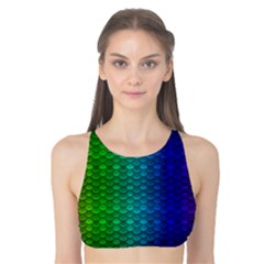 Rainbow Colored Scales Pattern, Full Color Palette, Fish Like Tank Bikini Top by Casemiro