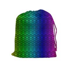 Rainbow Colored Scales Pattern, Full Color Palette, Fish Like Drawstring Pouch (xl) by Casemiro