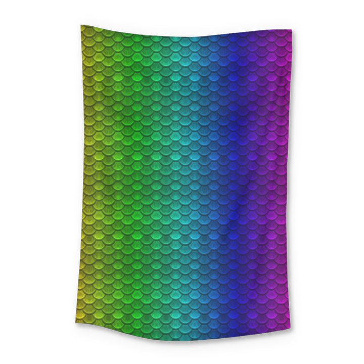 Rainbow colored scales pattern, full color palette, fish like Small Tapestry