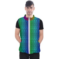 Rainbow Colored Scales Pattern, Full Color Palette, Fish Like Men s Puffer Vest by Casemiro