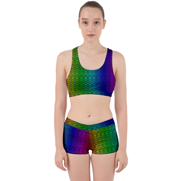 Rainbow colored scales pattern, full color palette, fish like Work It Out Gym Set