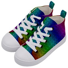 Rainbow Colored Scales Pattern, Full Color Palette, Fish Like Kids  Mid-top Canvas Sneakers by Casemiro