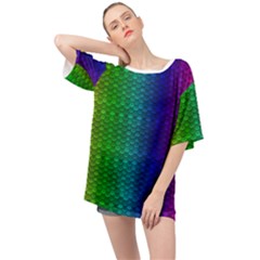 Rainbow Colored Scales Pattern, Full Color Palette, Fish Like Oversized Chiffon Top by Casemiro