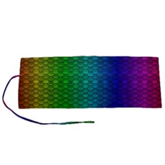 Rainbow Colored Scales Pattern, Full Color Palette, Fish Like Roll Up Canvas Pencil Holder (s) by Casemiro