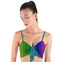 Rainbow Colored Scales Pattern, Full Color Palette, Fish Like Woven Tie Front Bralet by Casemiro