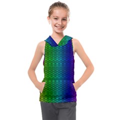 Rainbow Colored Scales Pattern, Full Color Palette, Fish Like Kids  Sleeveless Hoodie by Casemiro