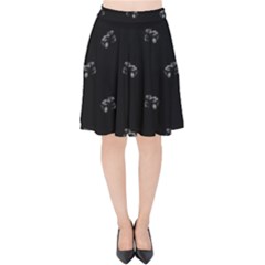 Vintage Car Motif Print Pattern Velvet High Waist Skirt