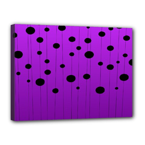 Two Tone Purple With Black Strings And Ovals, Dots  Geometric Pattern Canvas 16  X 12  (stretched) by Casemiro