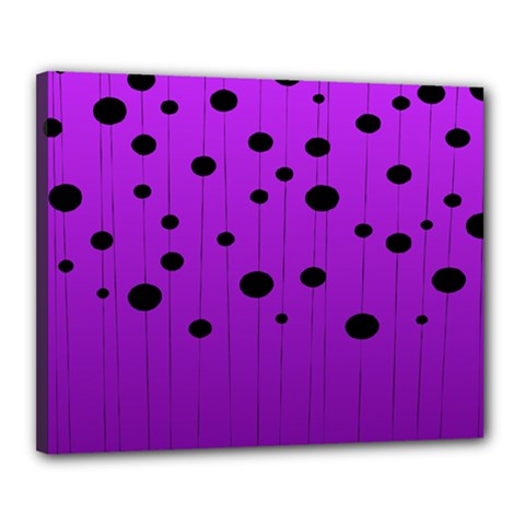 Two Tone Purple With Black Strings And Ovals, Dots  Geometric Pattern Canvas 20  X 16  (stretched) by Casemiro