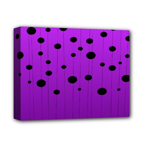 Two Tone Purple With Black Strings And Ovals, Dots  Geometric Pattern Deluxe Canvas 14  X 11  (stretched) by Casemiro