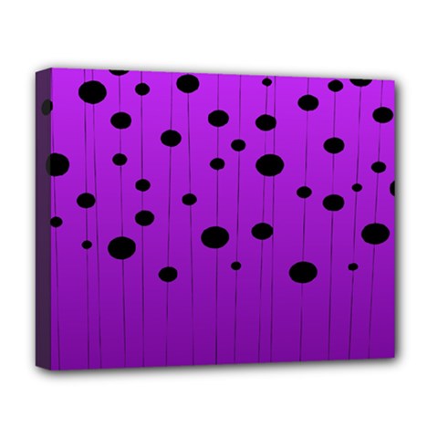 Two Tone Purple With Black Strings And Ovals, Dots  Geometric Pattern Deluxe Canvas 20  X 16  (stretched) by Casemiro