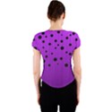 Two tone purple with black strings and ovals, dots. Geometric pattern Crew Neck Crop Top View2