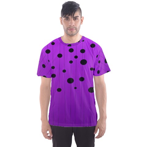 Two Tone Purple With Black Strings And Ovals, Dots  Geometric Pattern Men s Sport Mesh Tee by Casemiro