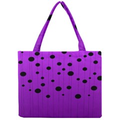 Two Tone Purple With Black Strings And Ovals, Dots  Geometric Pattern Mini Tote Bag by Casemiro