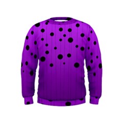 Two Tone Purple With Black Strings And Ovals, Dots  Geometric Pattern Kids  Sweatshirt by Casemiro