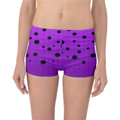 Two Tone Purple With Black Strings And Ovals, Dots  Geometric Pattern Boyleg Bikini Bottoms by Casemiro