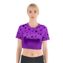 Two tone purple with black strings and ovals, dots. Geometric pattern Cotton Crop Top View1